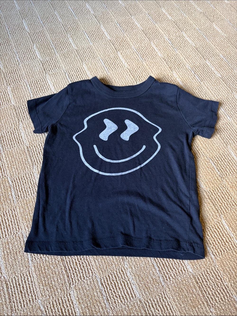 Chaser Black Tee with Light Gray Smiley Graphic 😃